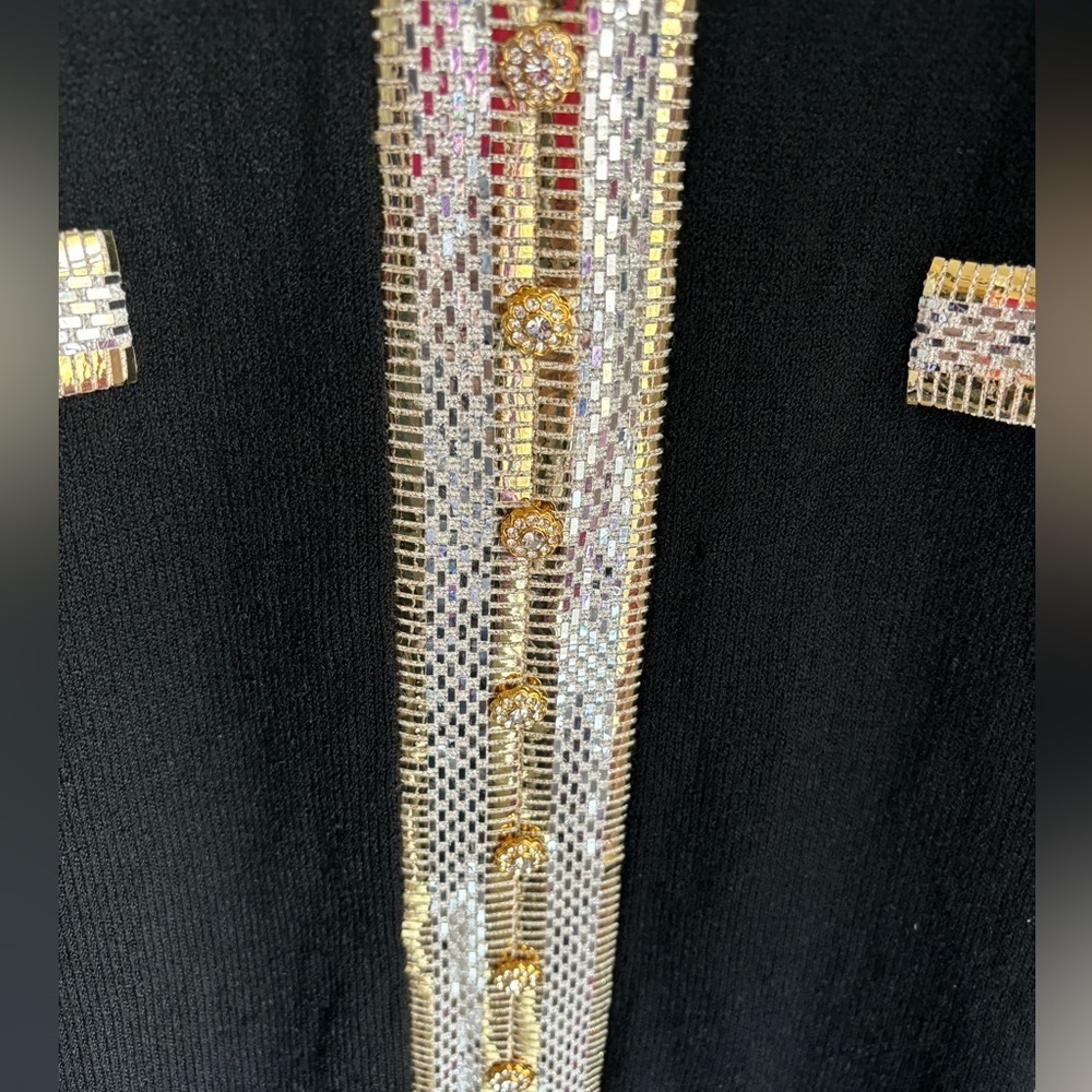 Vintage Toula Santana Gold and Silver Metallic Embellished Knit Dress 6 - Picture 5 of 9